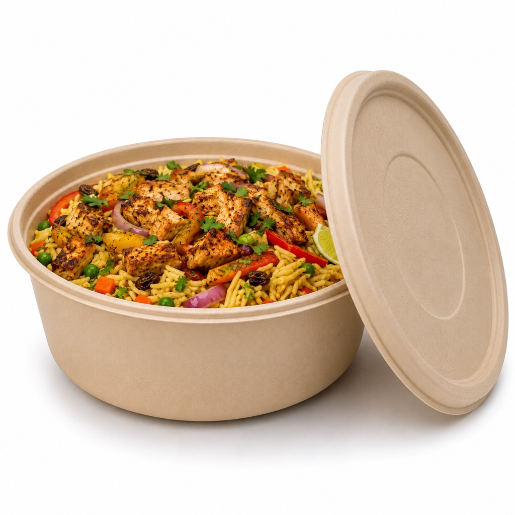 32 oz (1000ml) Round Bowl Lid with food