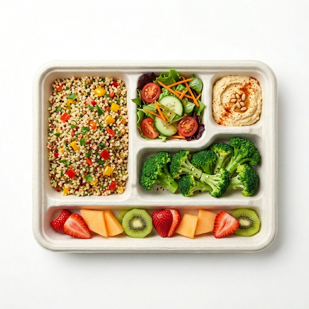 5 Compartment Plate with food