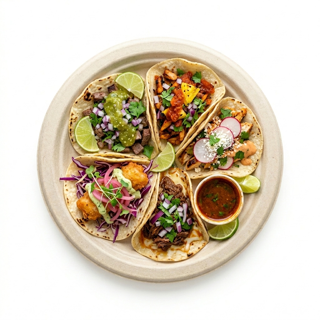 7 Inch Round Plates with food